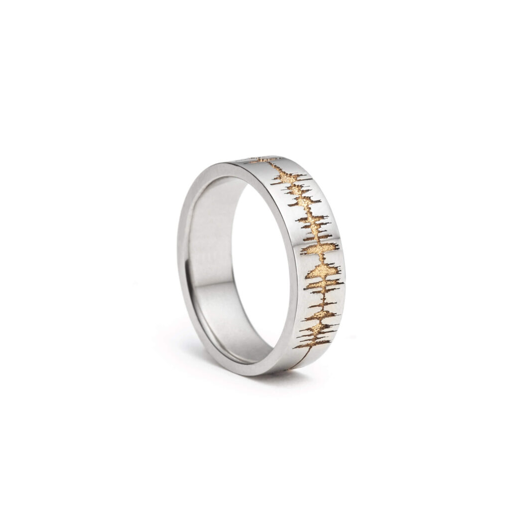 Unique Soundwave Engraved Wedding Ring
