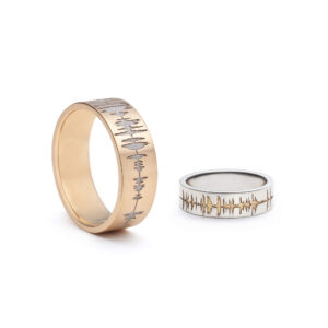 Soundwave Ring Unique Yellow Gold Men's Wedding Band White Gold